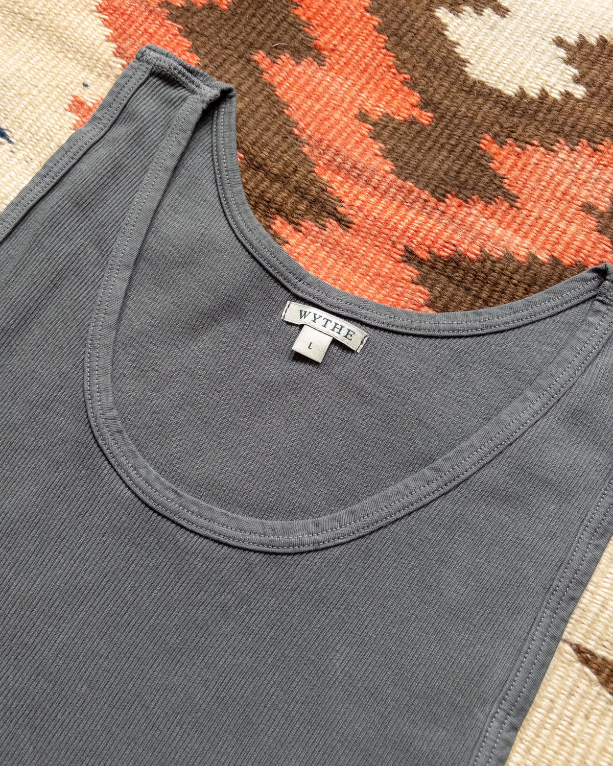 Tubular Ribbed Knit Tank Top in Faded Black