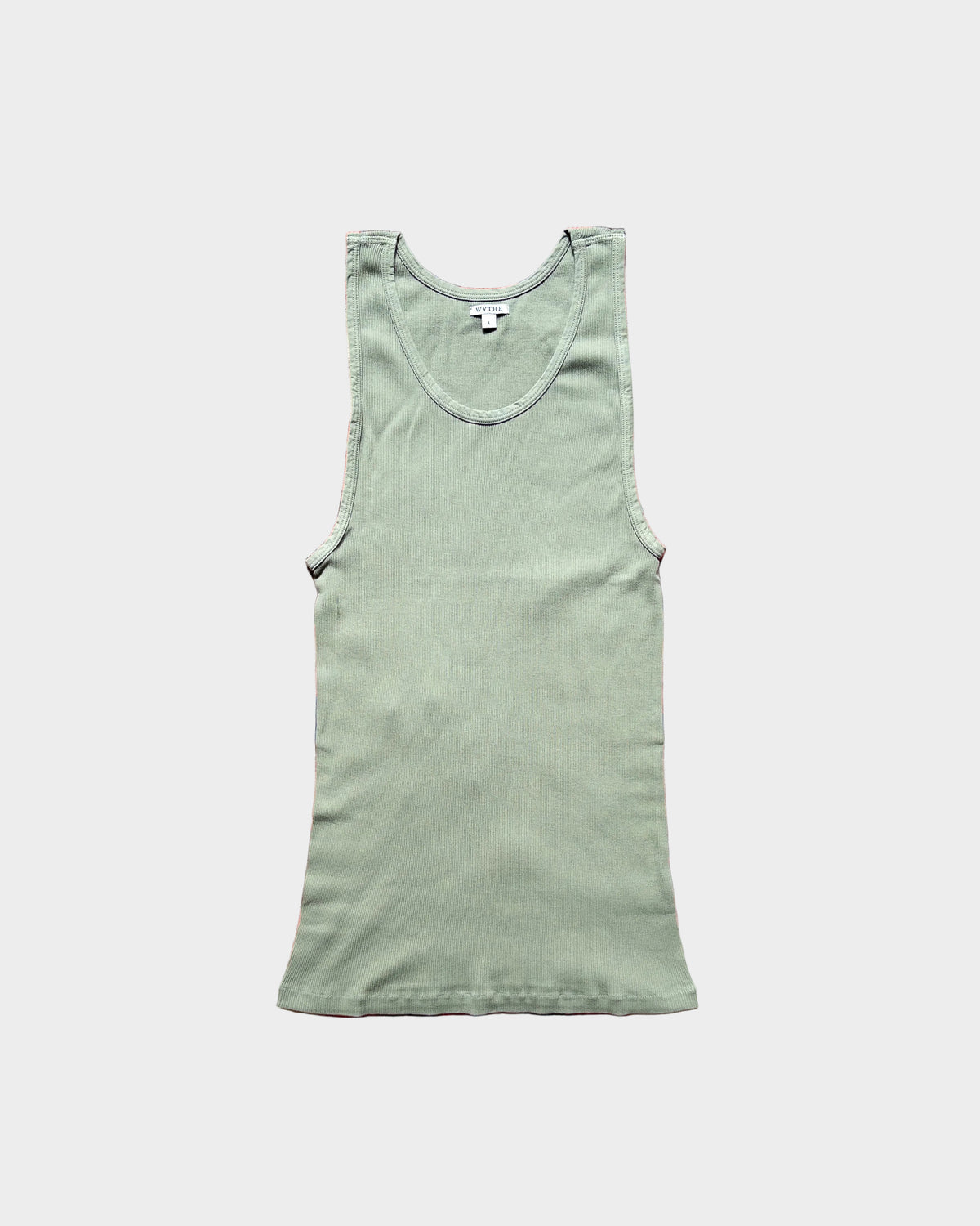 Tubular Ribbed Knit Tank Top in Faded Olive