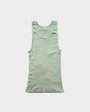 Tubular Ribbed Knit Tank Top in Faded Olive