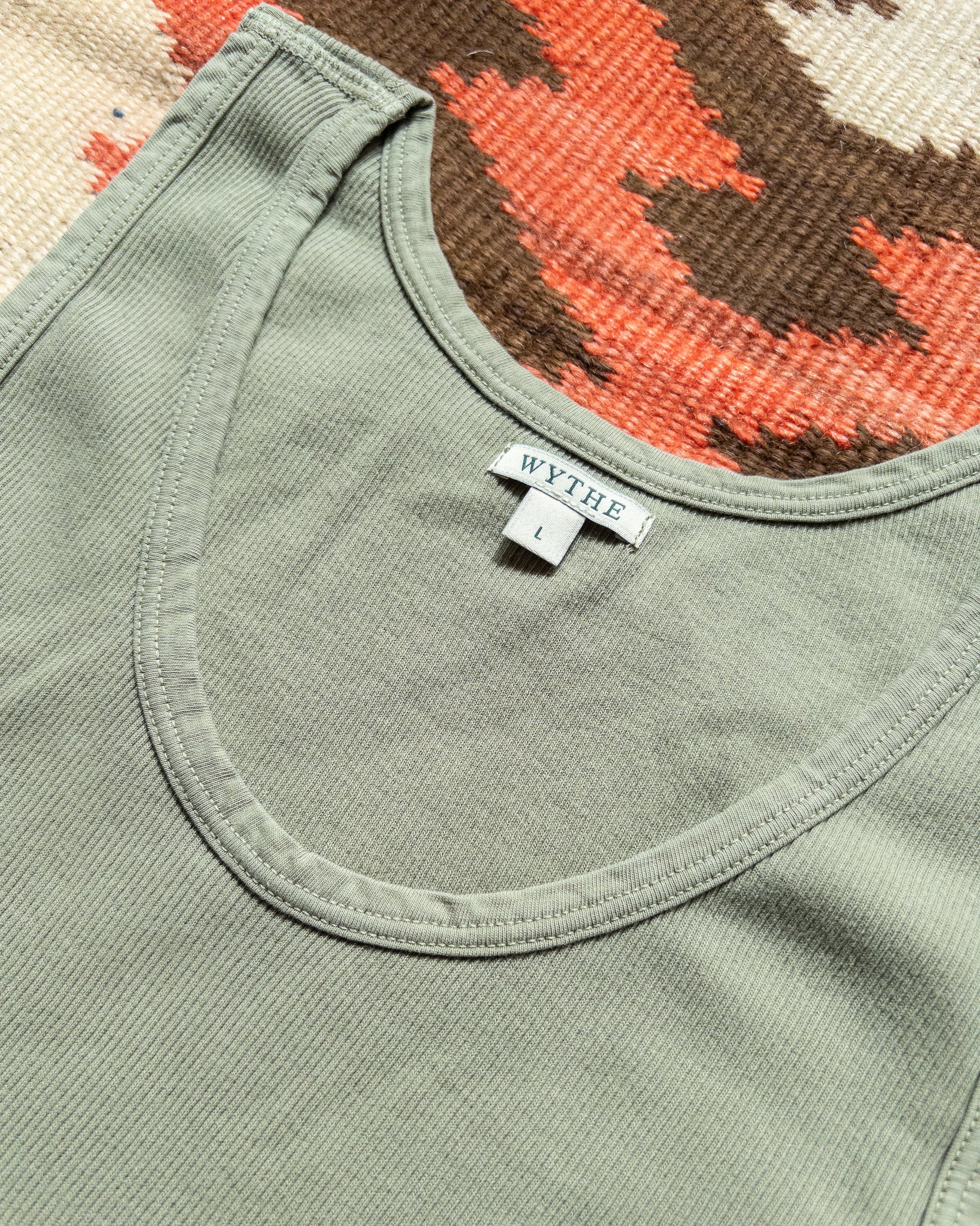 Tubular Ribbed Knit Tank Top in Faded Olive