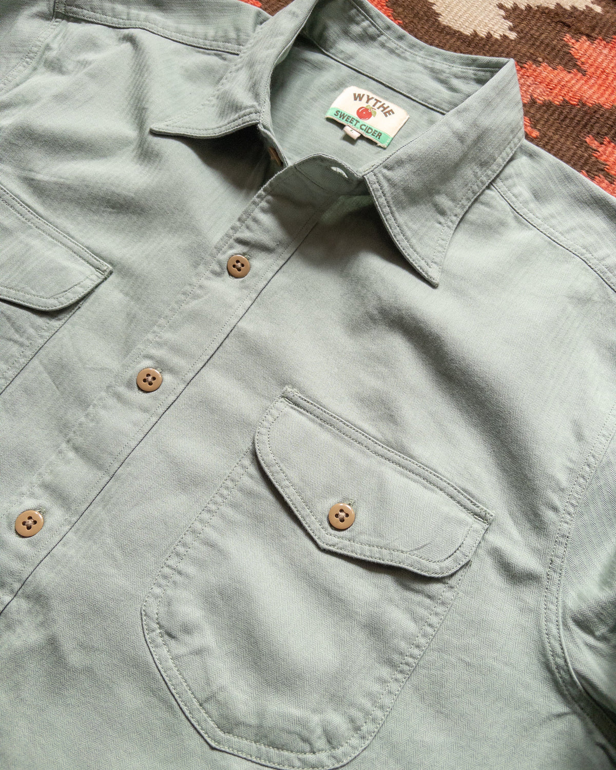 Cotton HBT Officers Shirt in Sage