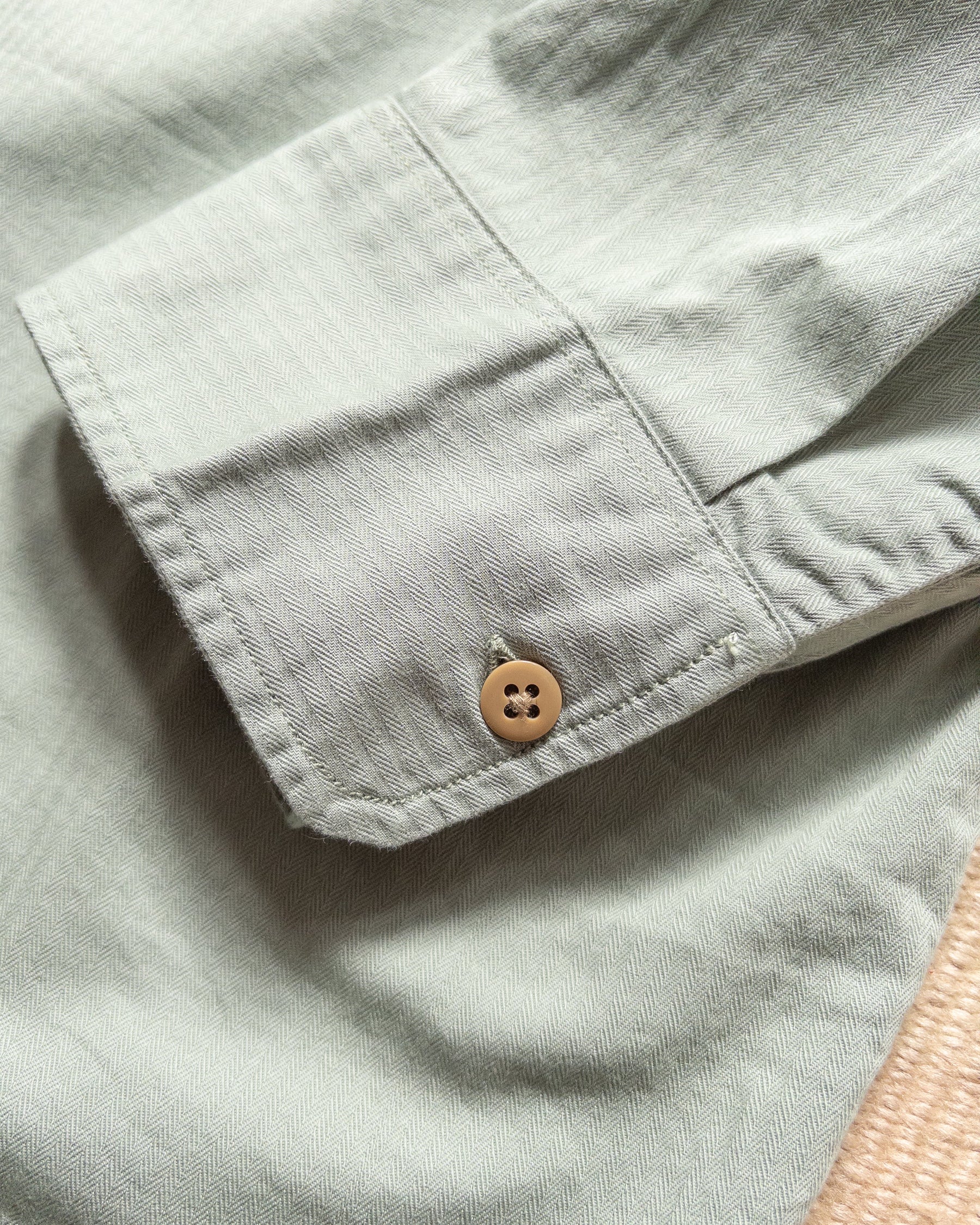 Cotton HBT Officers Shirt in Sage