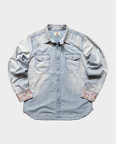 Embroidered Chambray Workshirt in Sunfaded Indigo