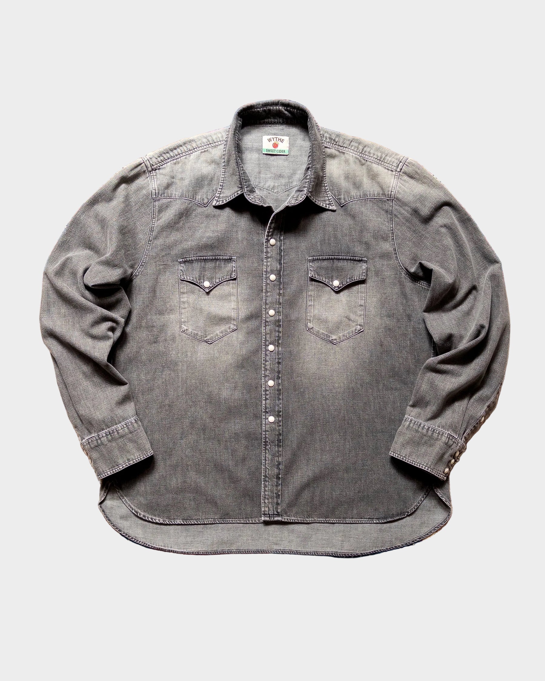 Denim Pearlsnap Shirt in Washed Black