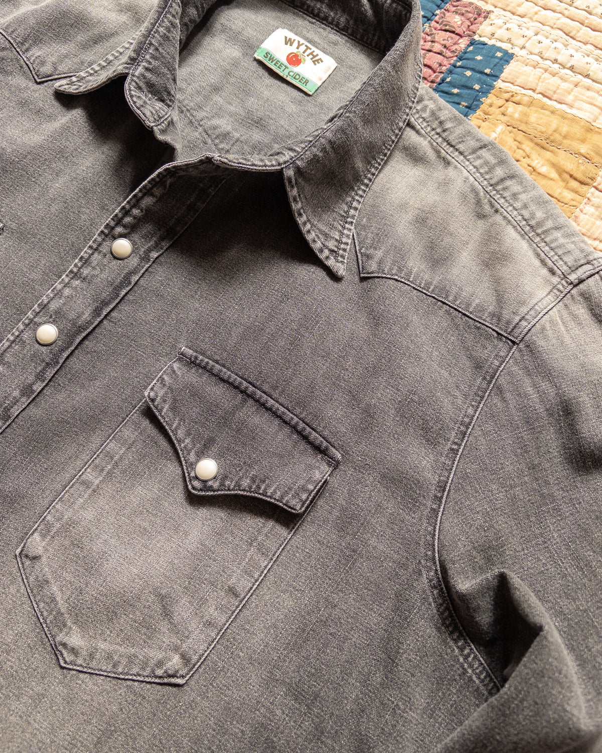 Denim Pearlsnap Shirt in Washed Black