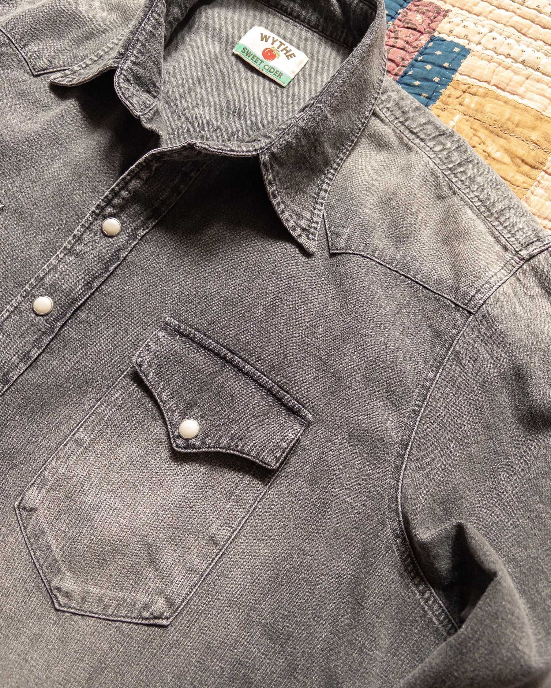 Denim Pearlsnap Shirt in Washed Black