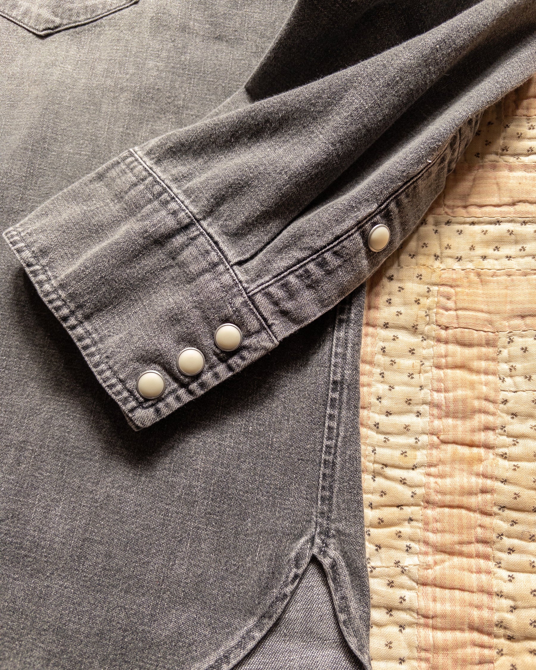 Denim Pearlsnap Shirt in Washed Black