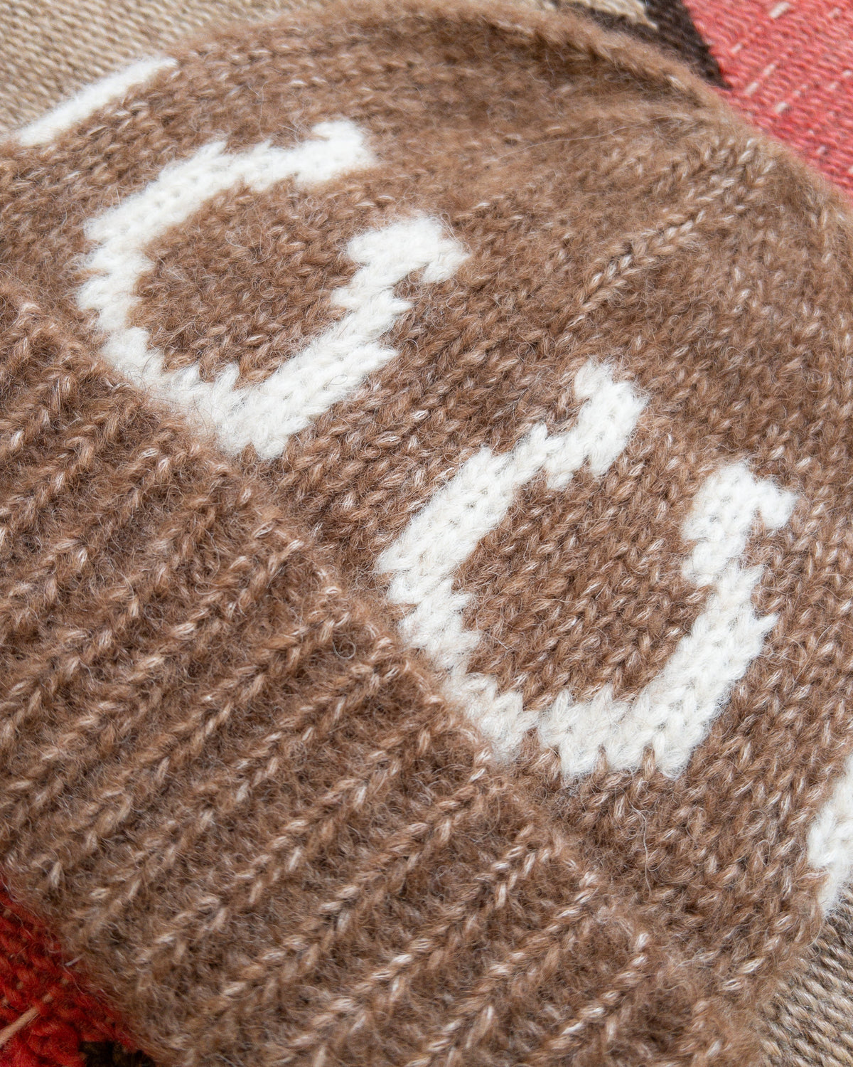 Alpaca Horseshoe Beanie in Dark Brown