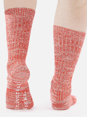 Slub Knit Sock in Red
