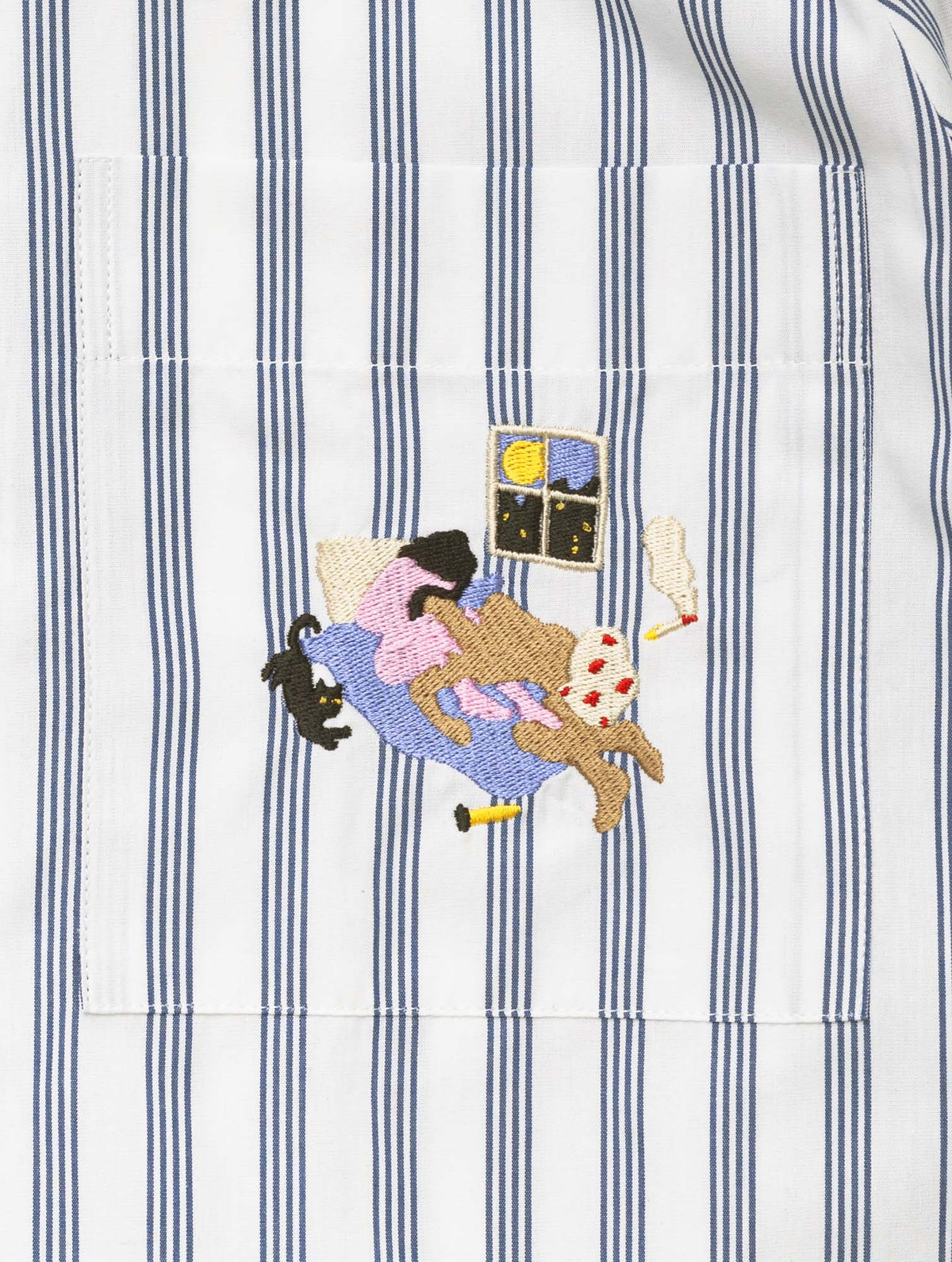 Pillow Talk Pyjama Top in Blue Stripes