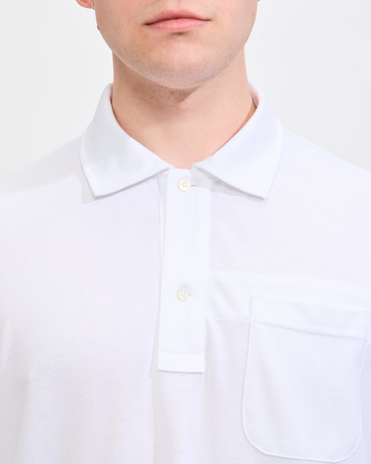 Polo Shirt in White Cotton Pique