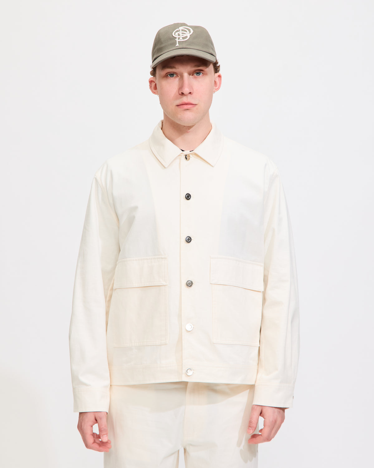 Full Button Linen Jacket in Off White