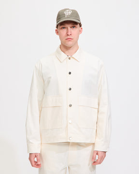 Full Button Linen Jacket in Off White
