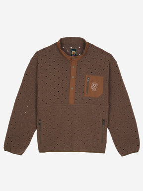 Hole Mock Neck Pullover in Brown
