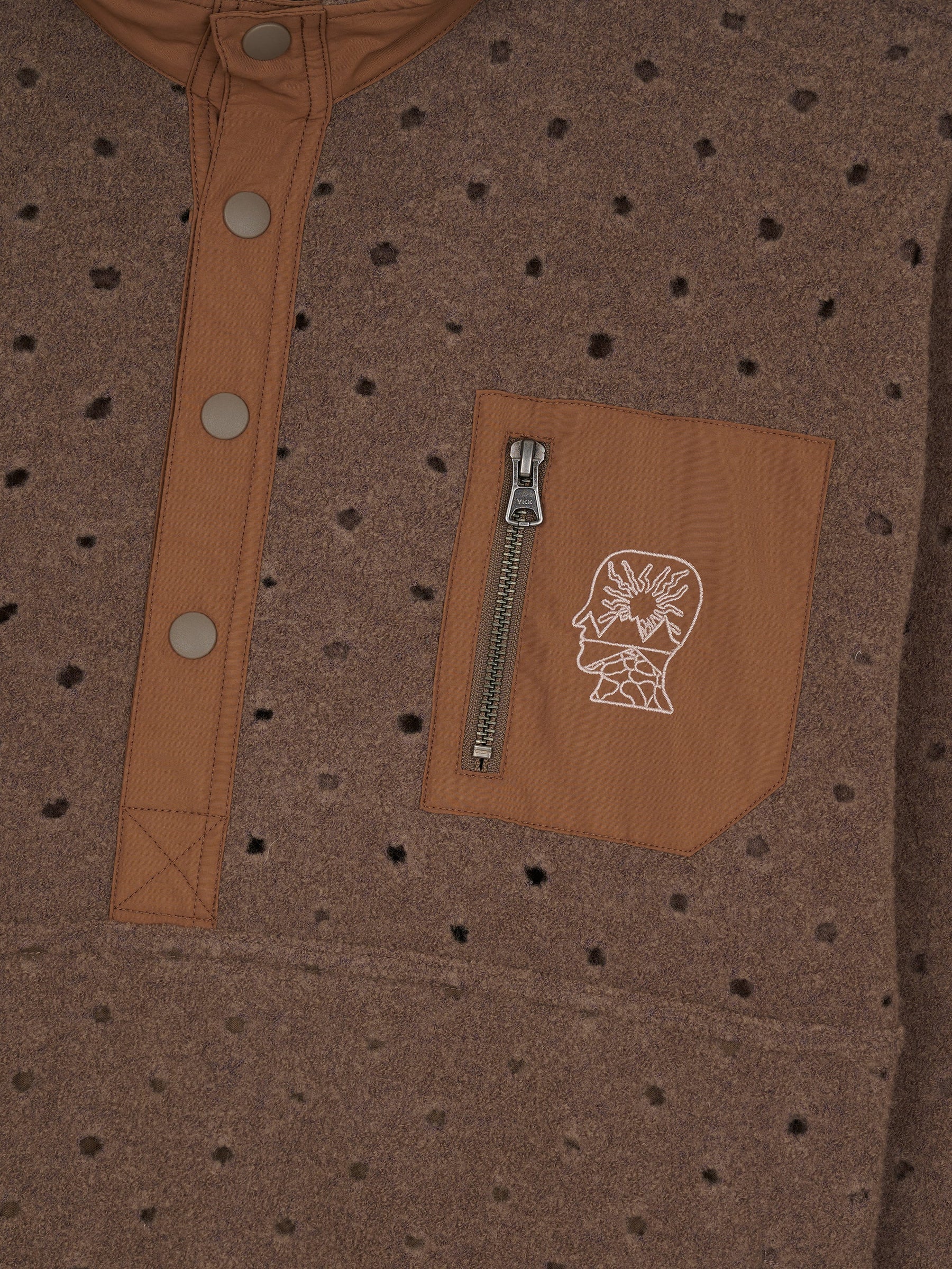 Hole Mock Neck Pullover in Brown