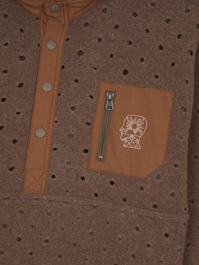 Hole Mock Neck Pullover in Brown