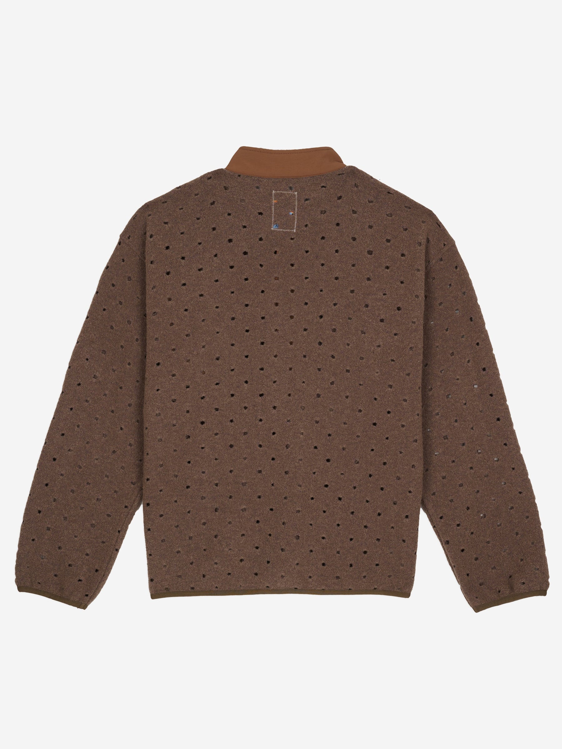 Hole Mock Neck Pullover in Brown