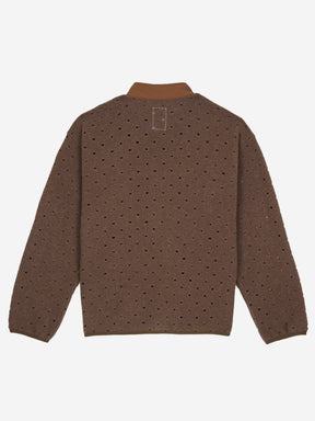 Hole Mock Neck Pullover in Brown