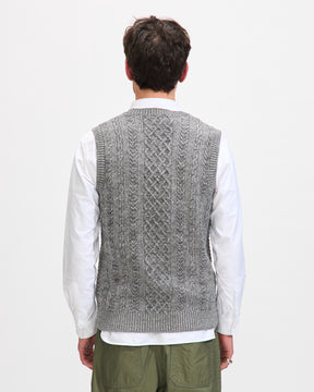 Beams Plus Alan Pattern Vest in Grey Cotton Wool Homme Essentials 