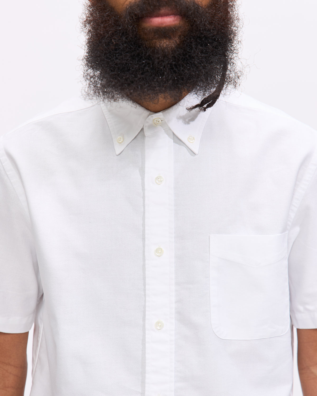 Beams Plus BD Short Sleeve Oxford COOLMAX® Shirt in White Homme Essentials 