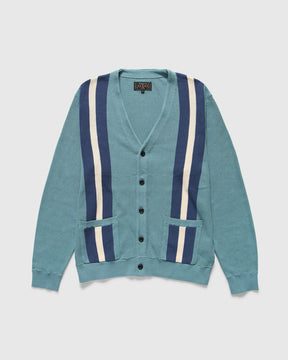 Beams Plus Stripe Cardigan in Sax Homme Essentials 