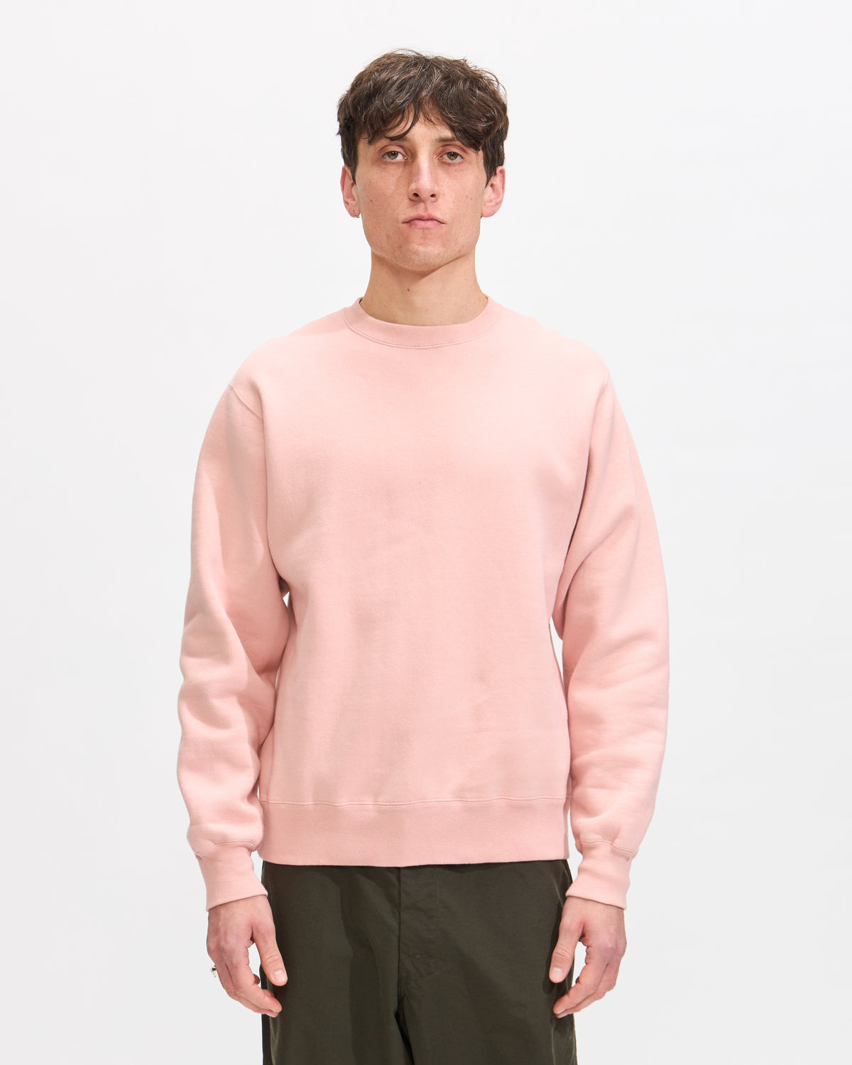 Beams Plus Sweat Crew Raised Back in Pink Homme Essentials