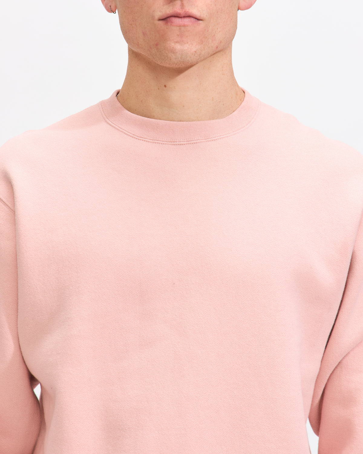Beams Plus Sweat Crew Raised Back in Pink Homme Essentials