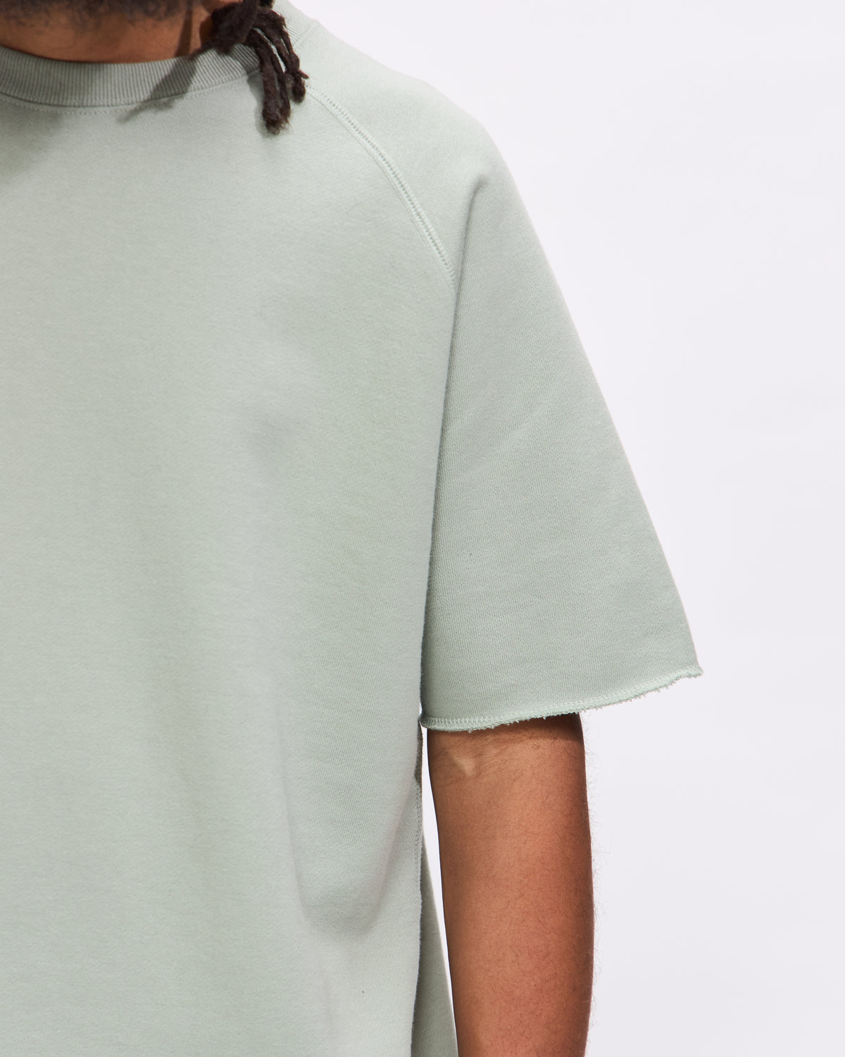 Beams Plus Sweat Short Sleeve Cut Off in Green Homme Essentials 