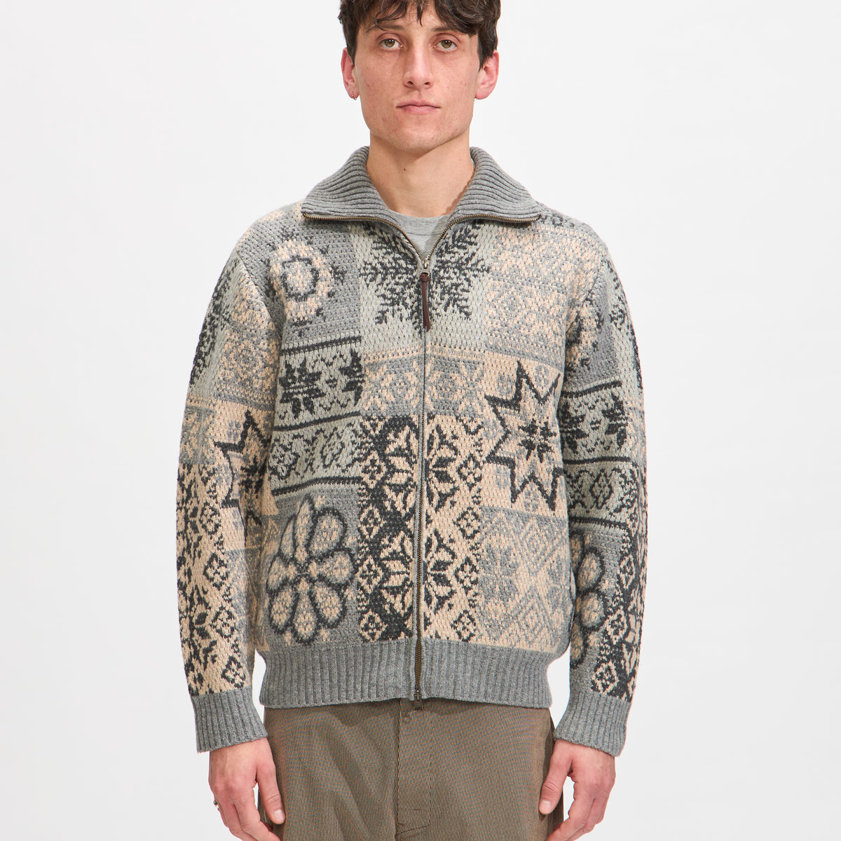 Beams_Plus_Zip_Cardigan_Double