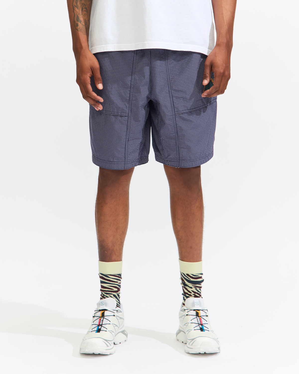 Brain Dead Gridded Ripstop Utility Short in Blueberry Homme Essentials 