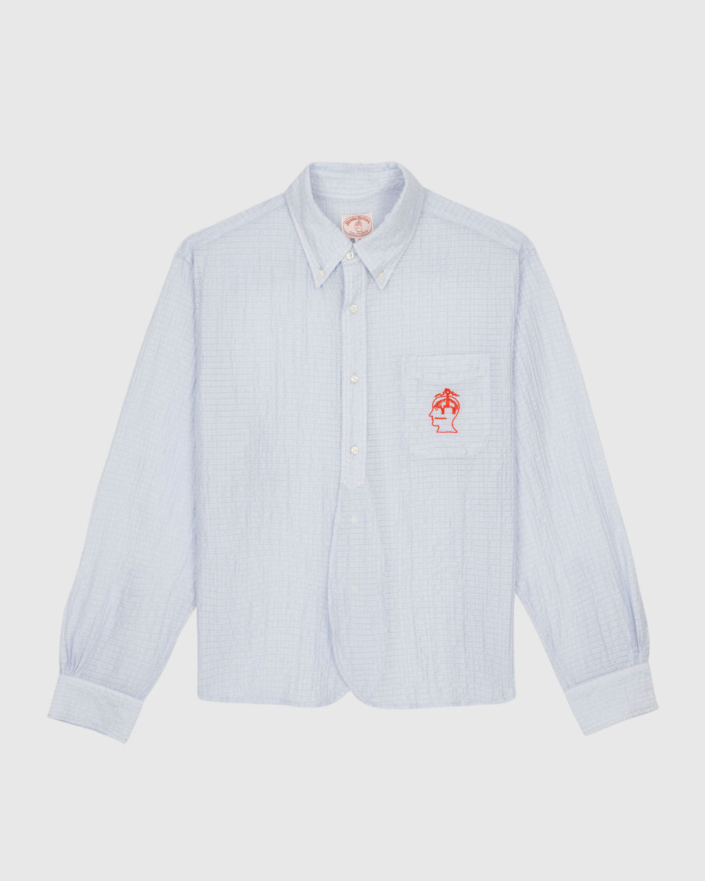 Brooks Brothers California Half Placket Oxford Button Up Shirt in Ice