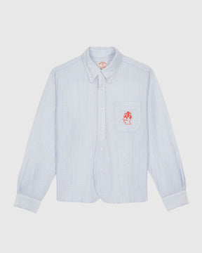 Brooks Brothers California Half Placket Oxford Button Up Shirt in Ice