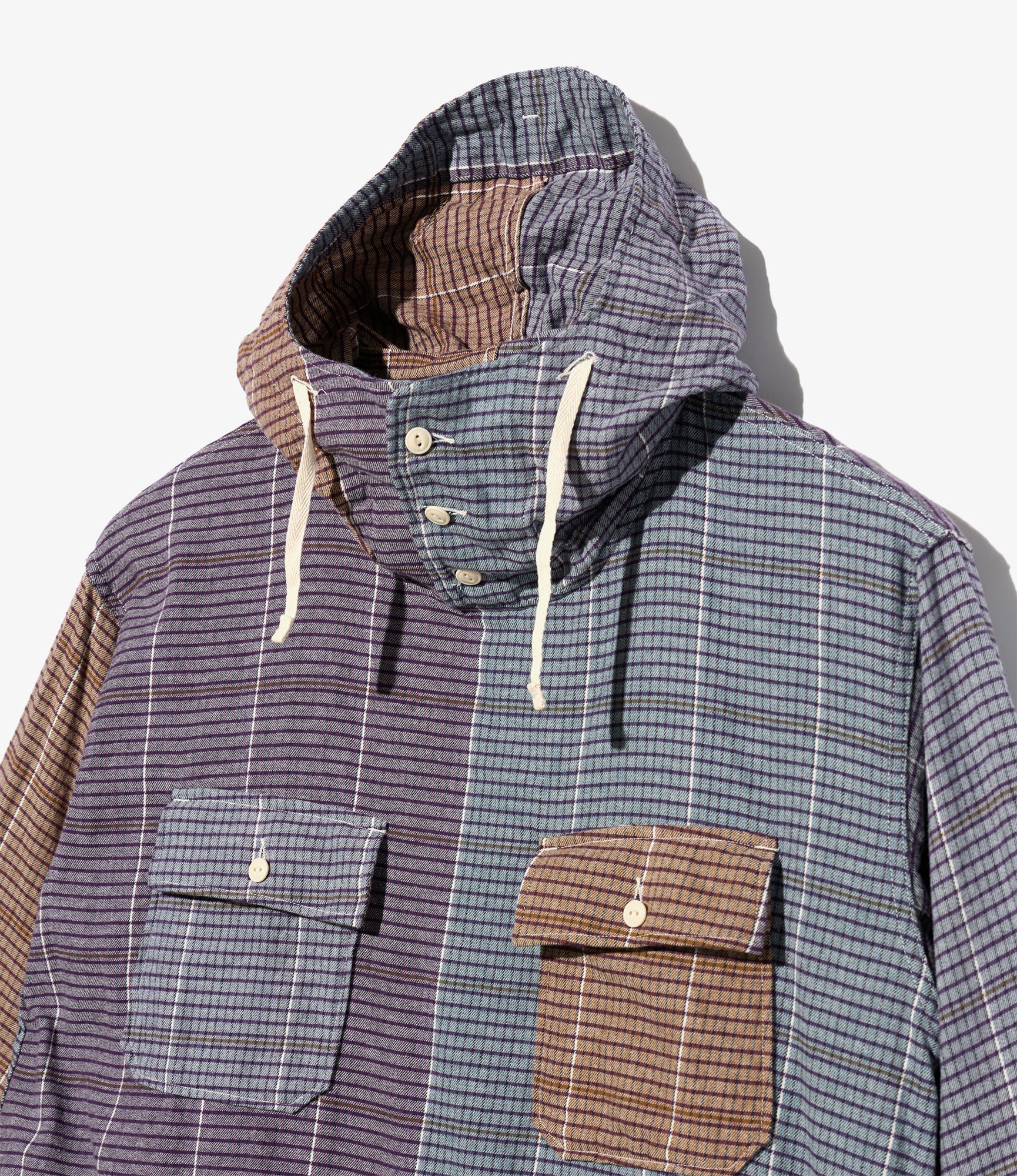 Cagoule Shirt in Multi Color Cotton Color Block Check