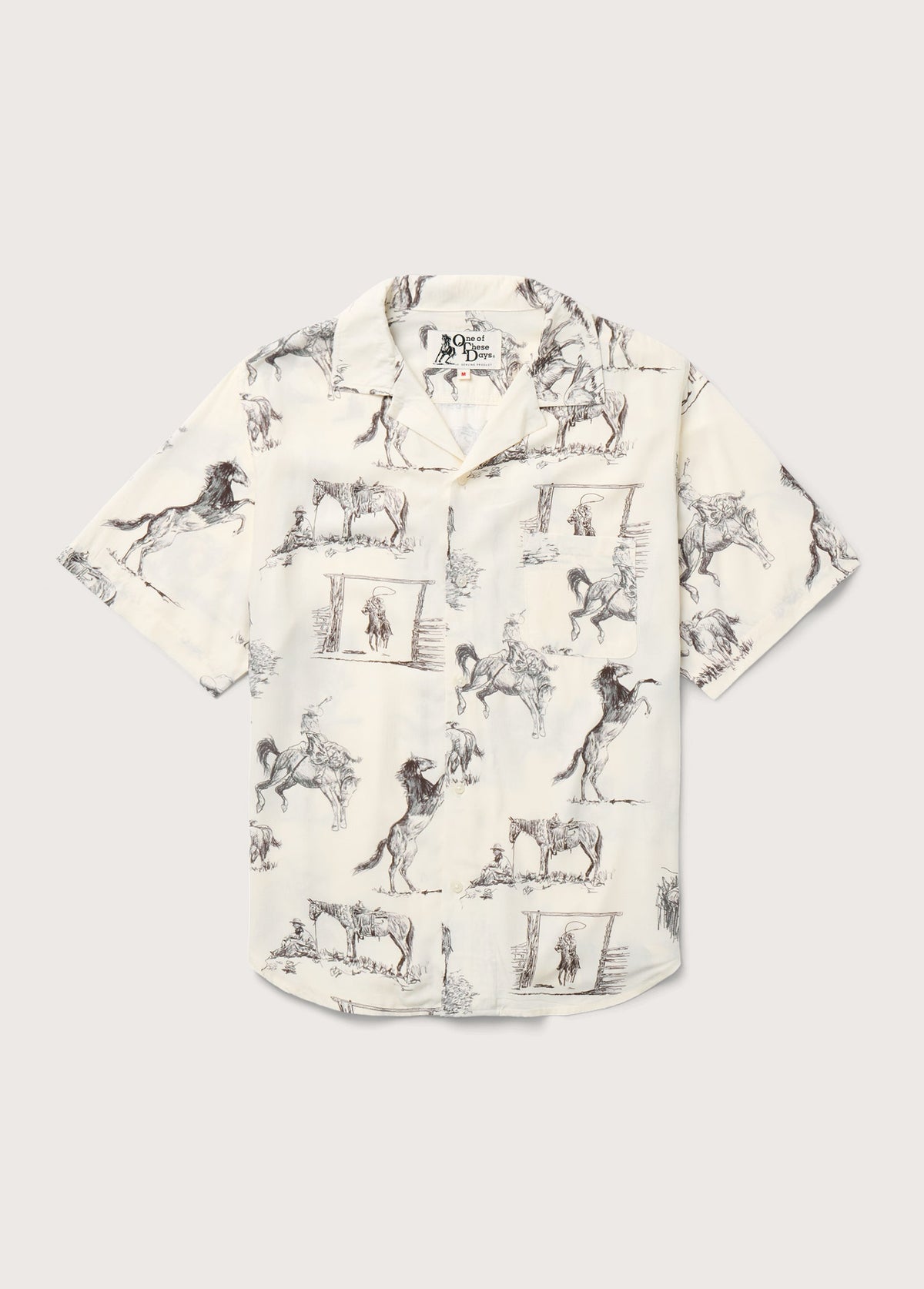 Charcoal Montage Camp Shirt in Bone