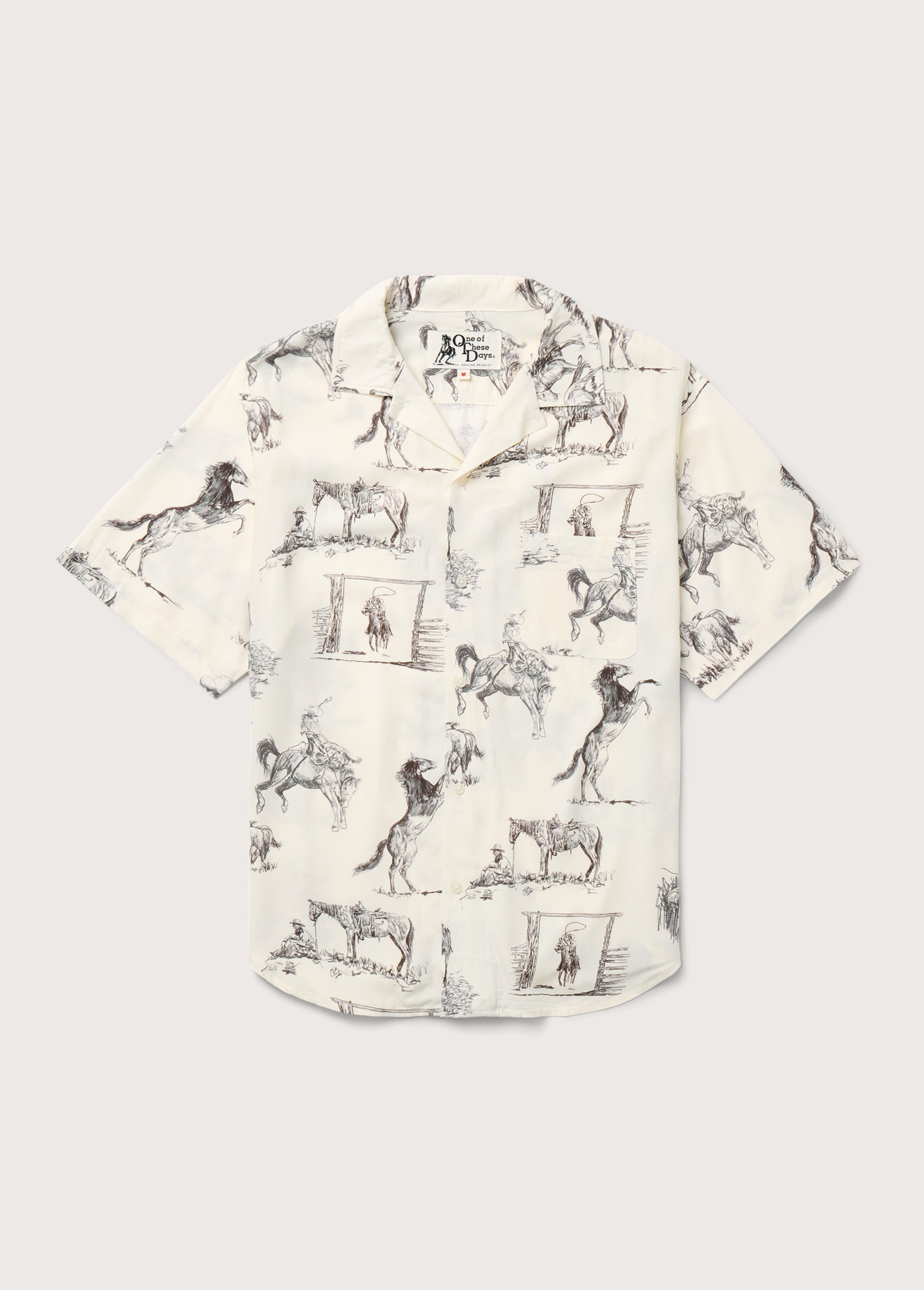 Charcoal Montage Camp Shirt in Bone
