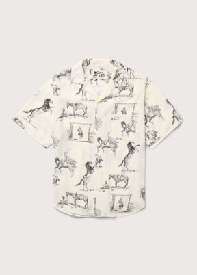 Charcoal Montage Camp Shirt in Bone