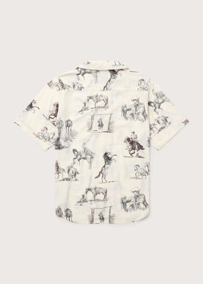 Charcoal Montage Camp Shirt in Bone