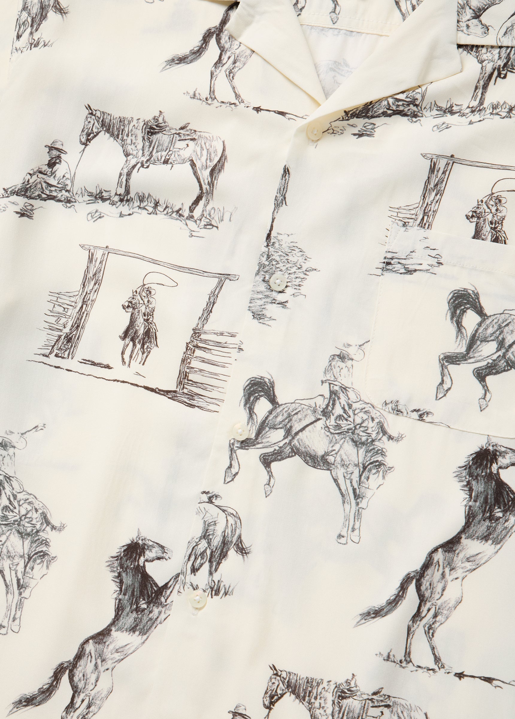 Charcoal Montage Camp Shirt in Bone
