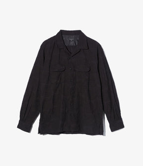 Classic Shirt in Black Cotton Paisley Embroidery