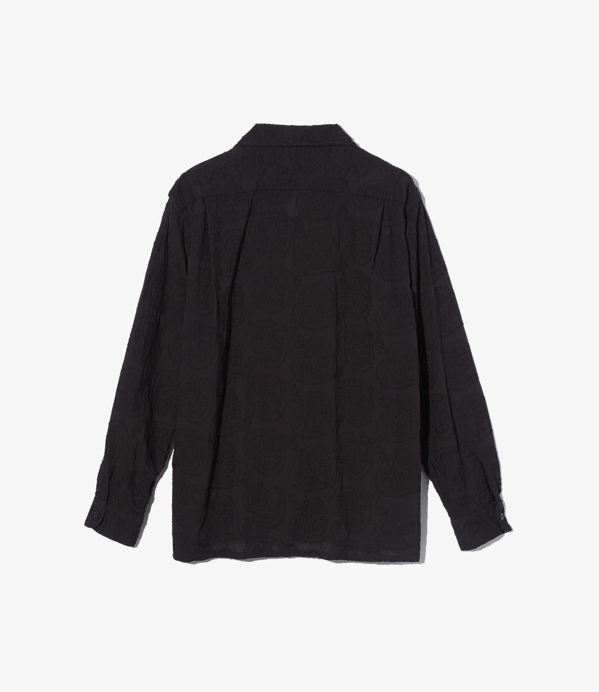Classic Shirt in Black Cotton Paisley Embroidery