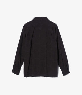 Classic Shirt in Black Cotton Paisley Embroidery