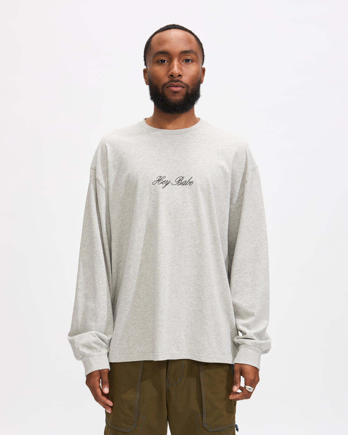 Carne Bollente Hey Babe...  Longsleeve T-Shirt in Grey Homme Essentials 