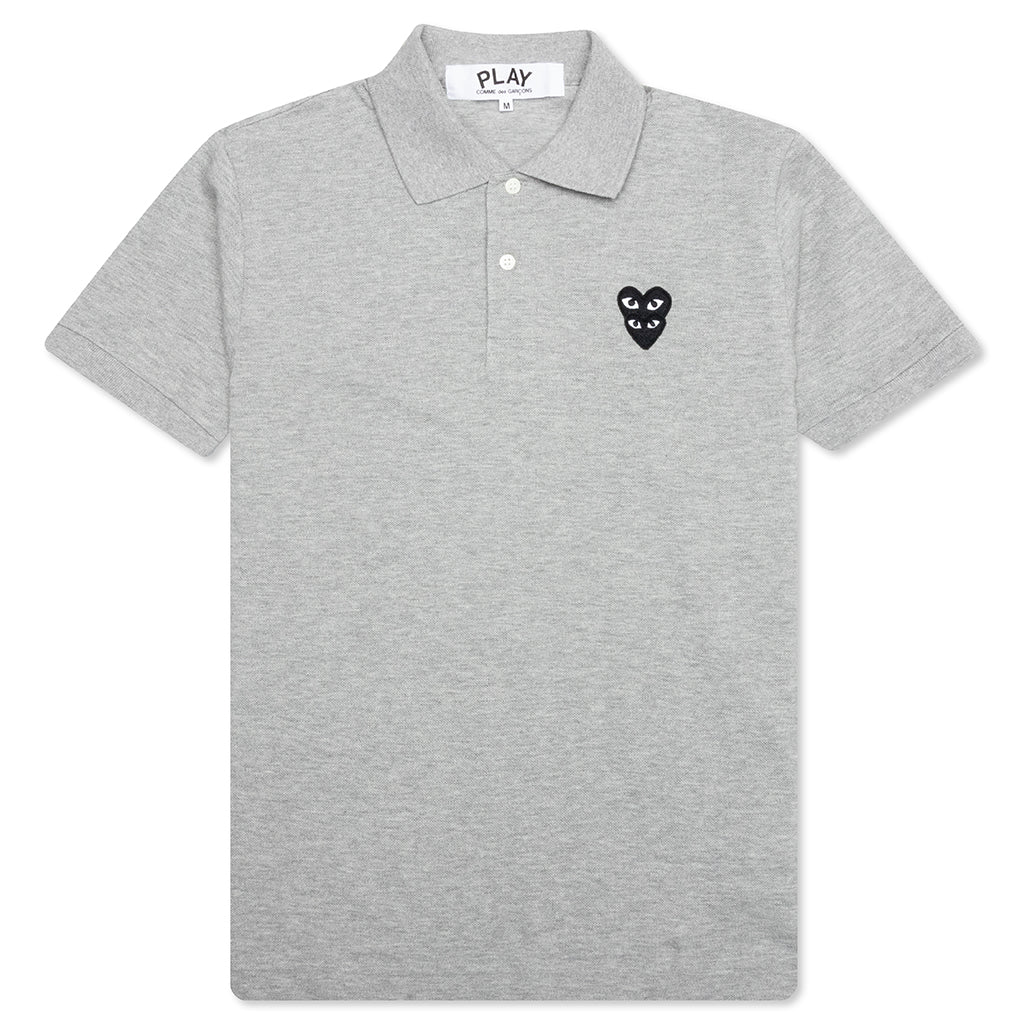 Stacked Heart Polo Shirt in Grey