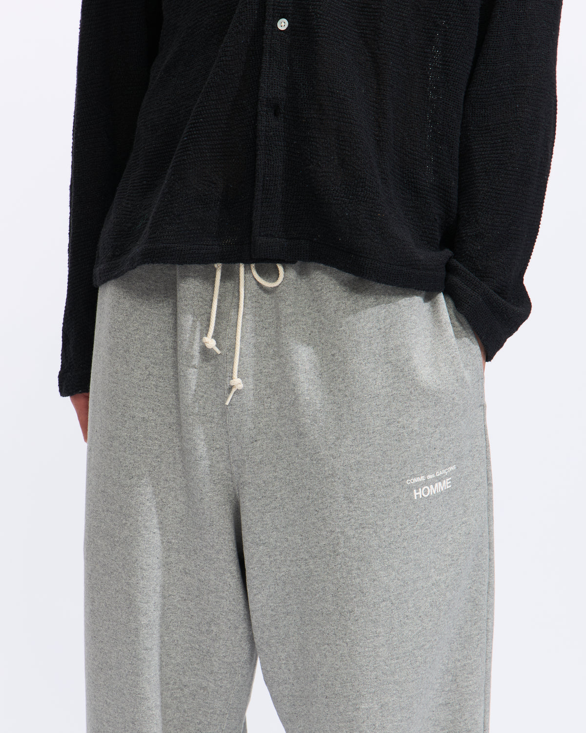 Comme des Garçons Homme Cotton Terry Cloth Printed Sweatpants in Top Grey Homme Essentials 