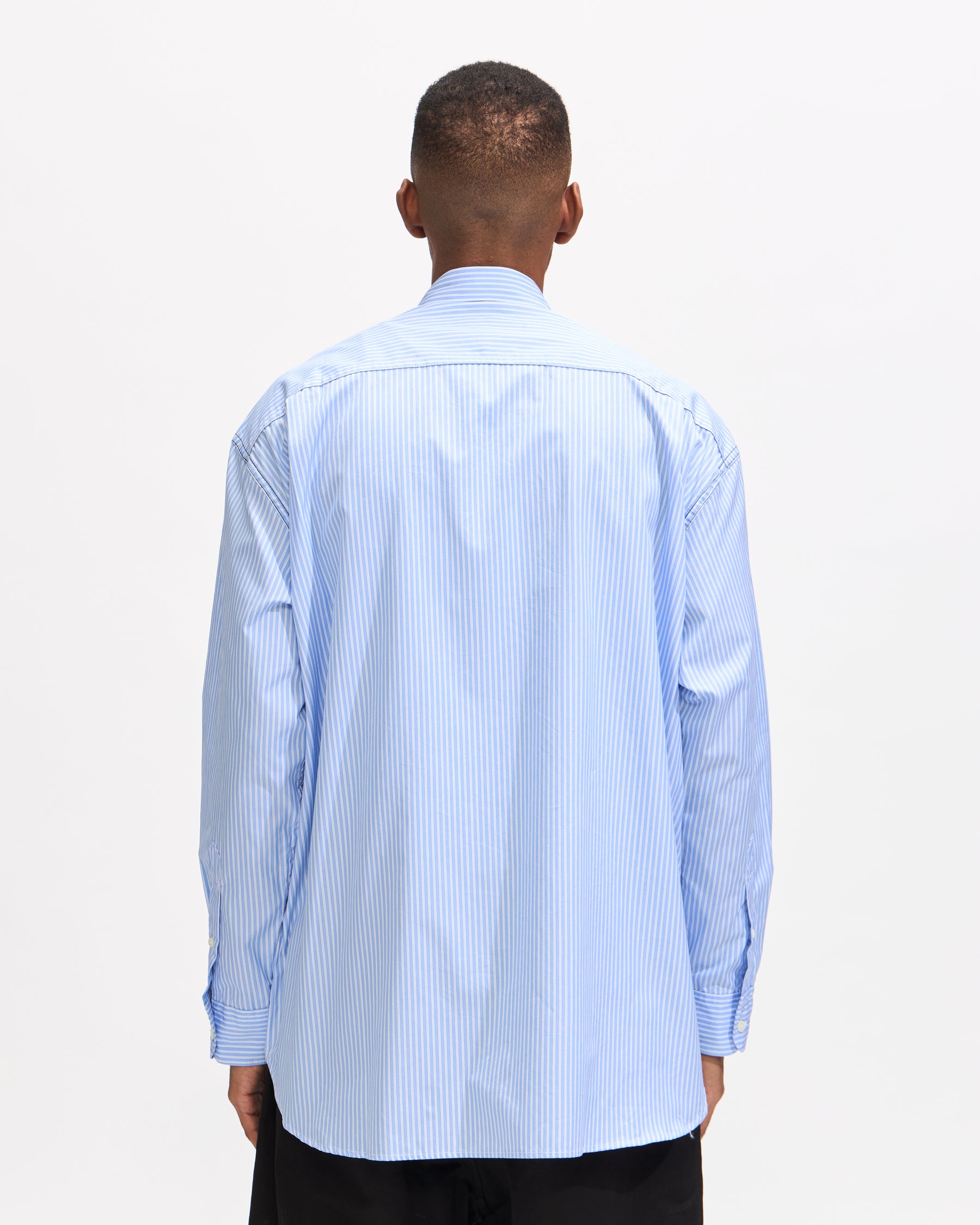 Comme des Garcons Homme Nylon Zip Striped Shirt in Blue