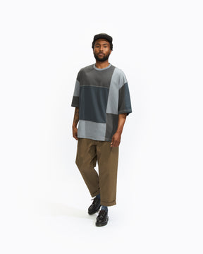 Comme des Garçons Homme S/S Patchwork Cotton T-Shirt in Grey Mix Homme Essentials 