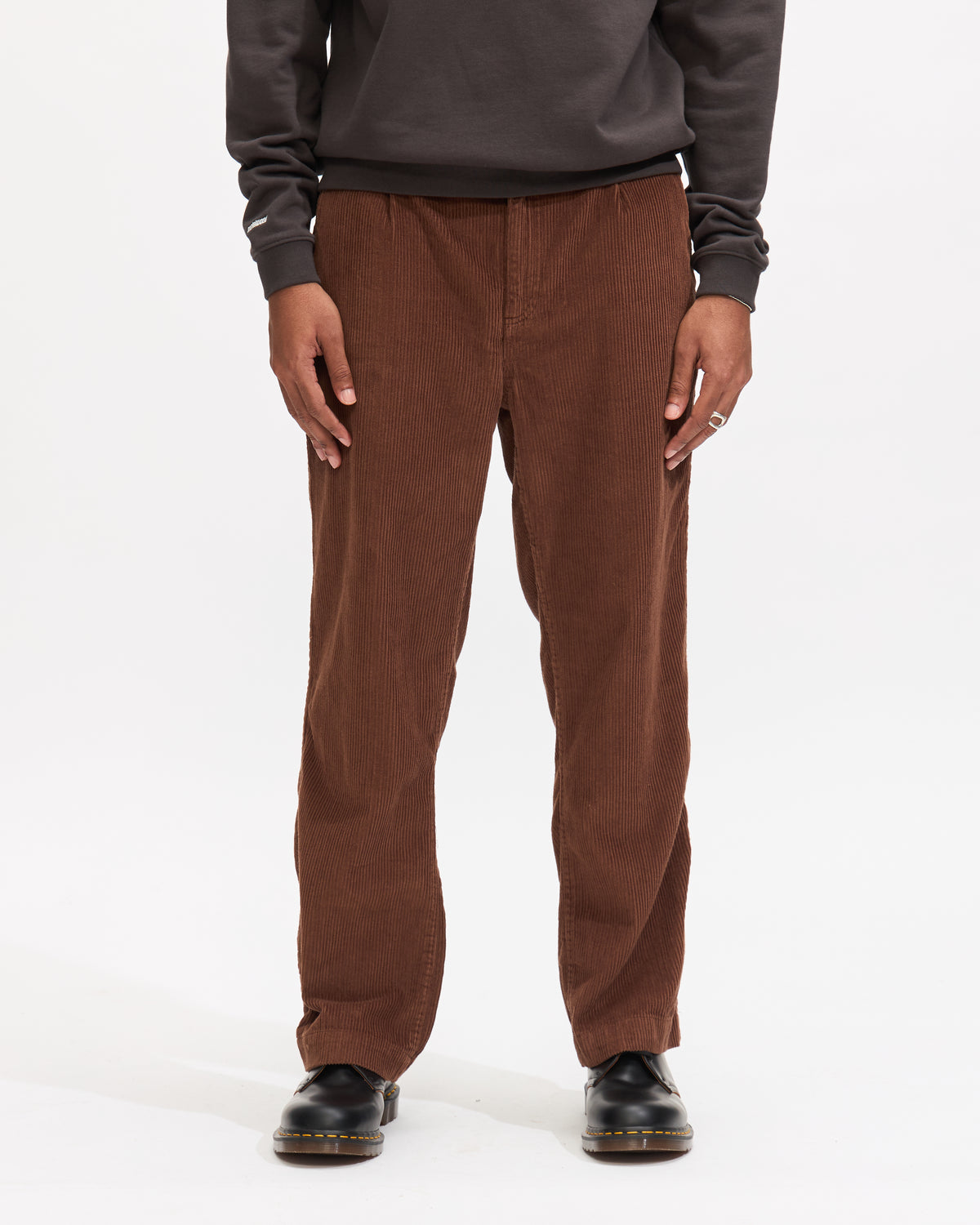 Corridor Cord Pleated Trouser in Brown Homme Essentials 