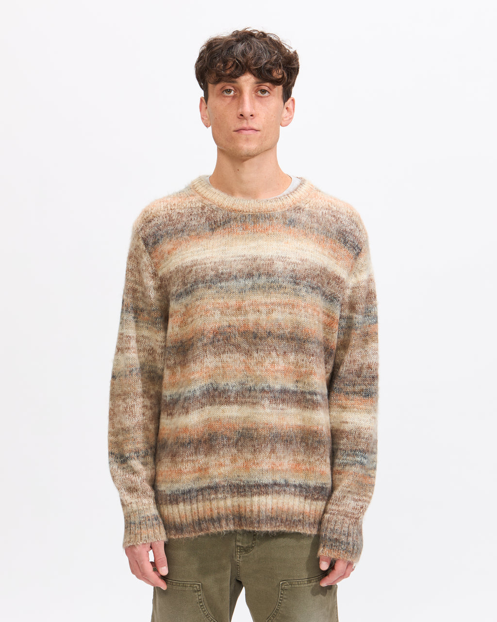Space Dye Mohair Crewneck in Natural