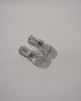 Square Toe Jelly Block Heels in Clear