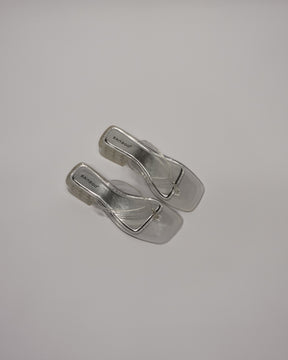 Square Toe Jelly Block Heels in Clear